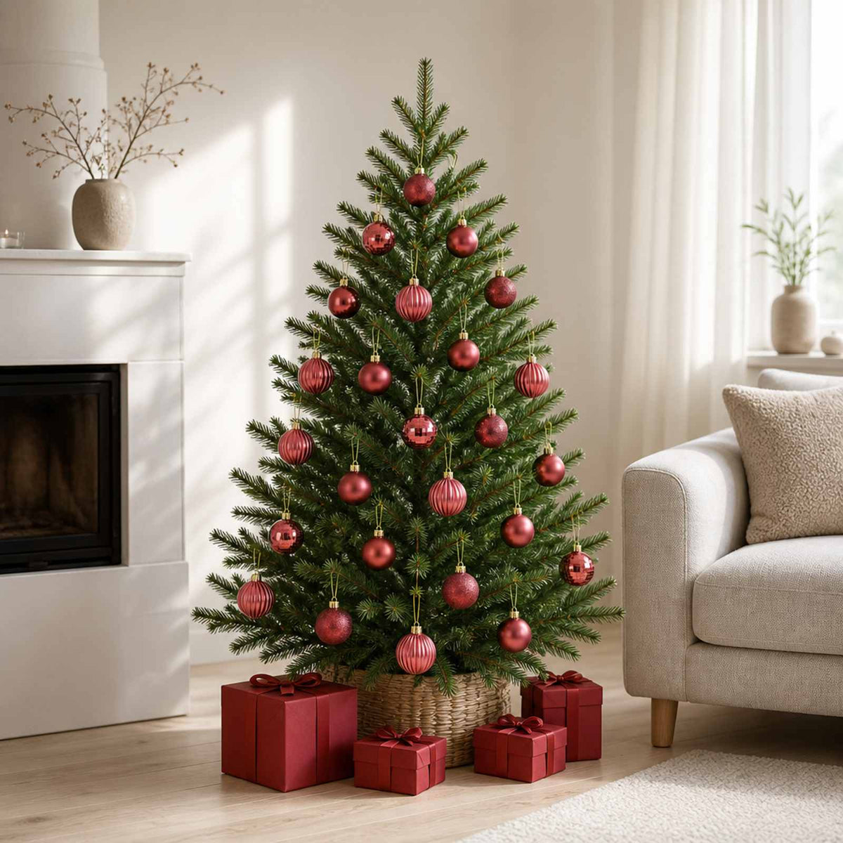 Christmas Ball Set 100 pcs Wine Red 4 cm Polystyrene
