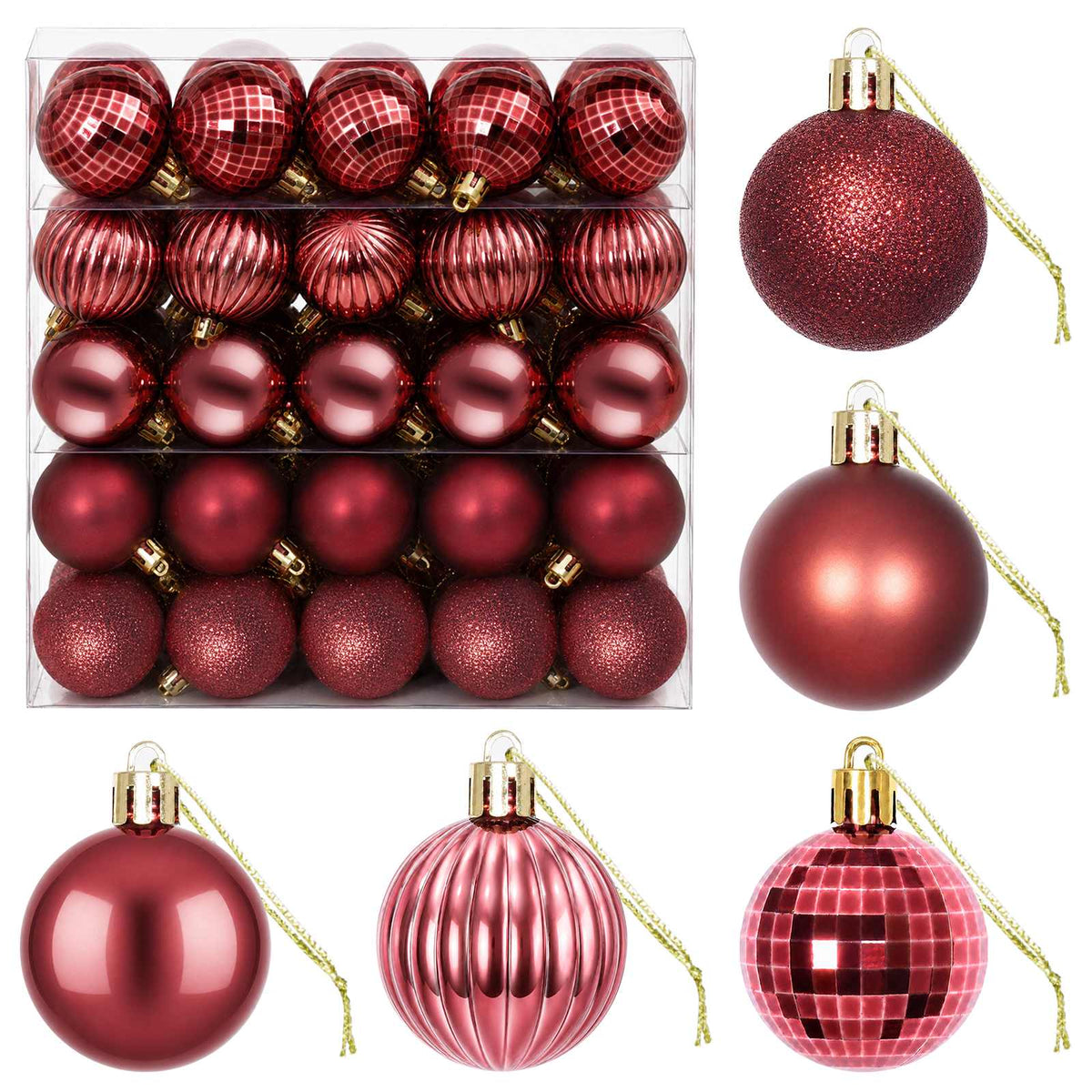 Christmas Ball Set 100 pcs Wine Red 4 cm Polystyrene