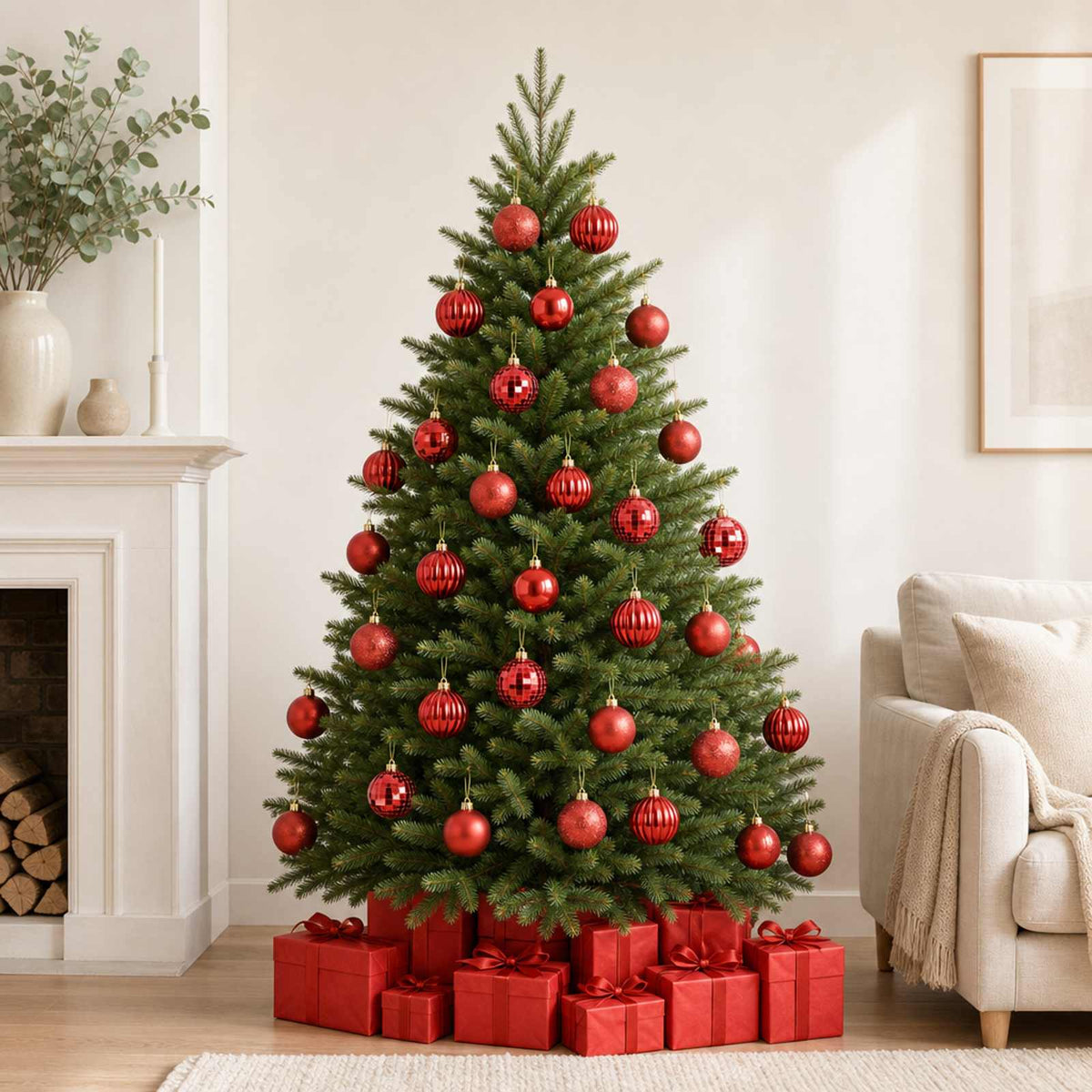 Christmas Ball Set 75 pcs Red 6 cm Polystyrene