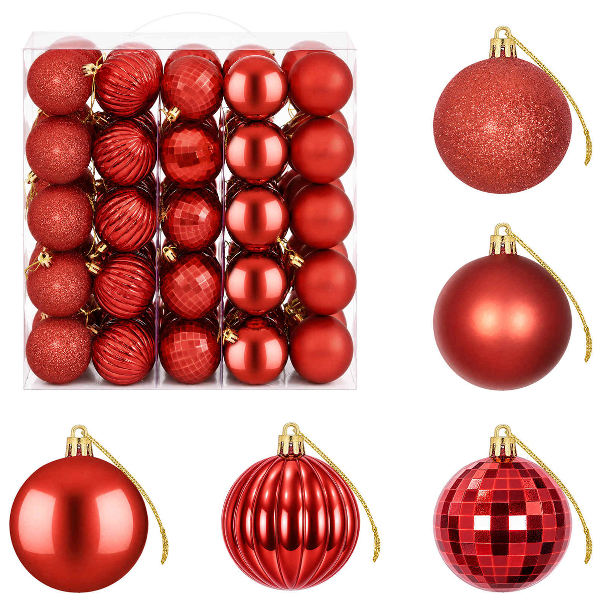 Christmas Ball Set 75 pcs Red 6 cm Polystyrene