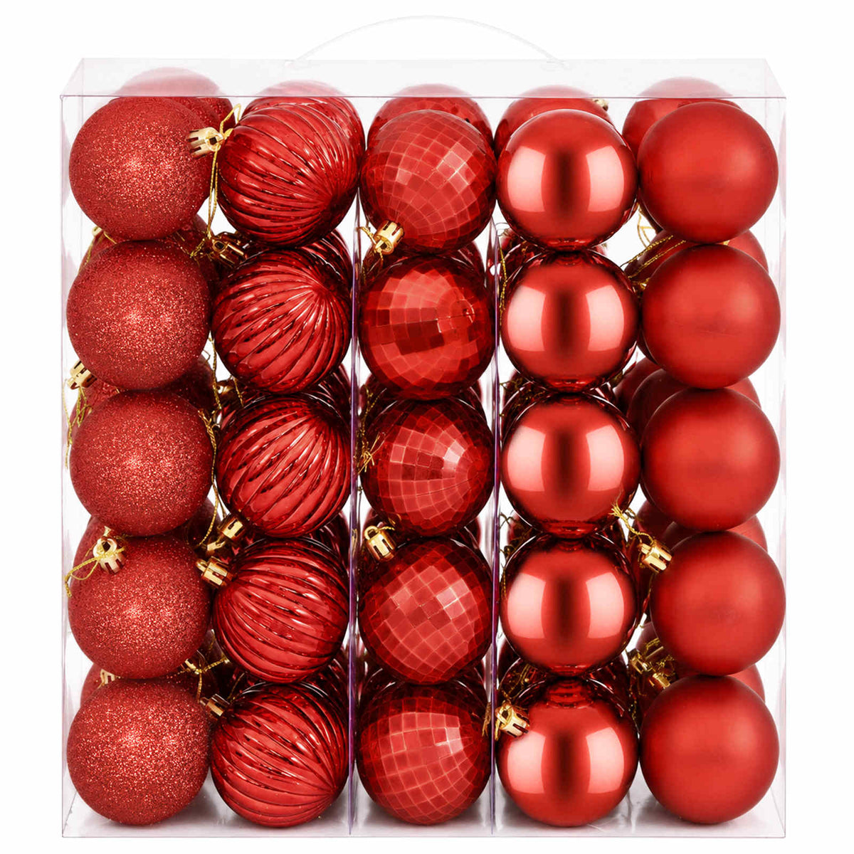 Christmas Ball Set 75 pcs Red 6 cm Polystyrene