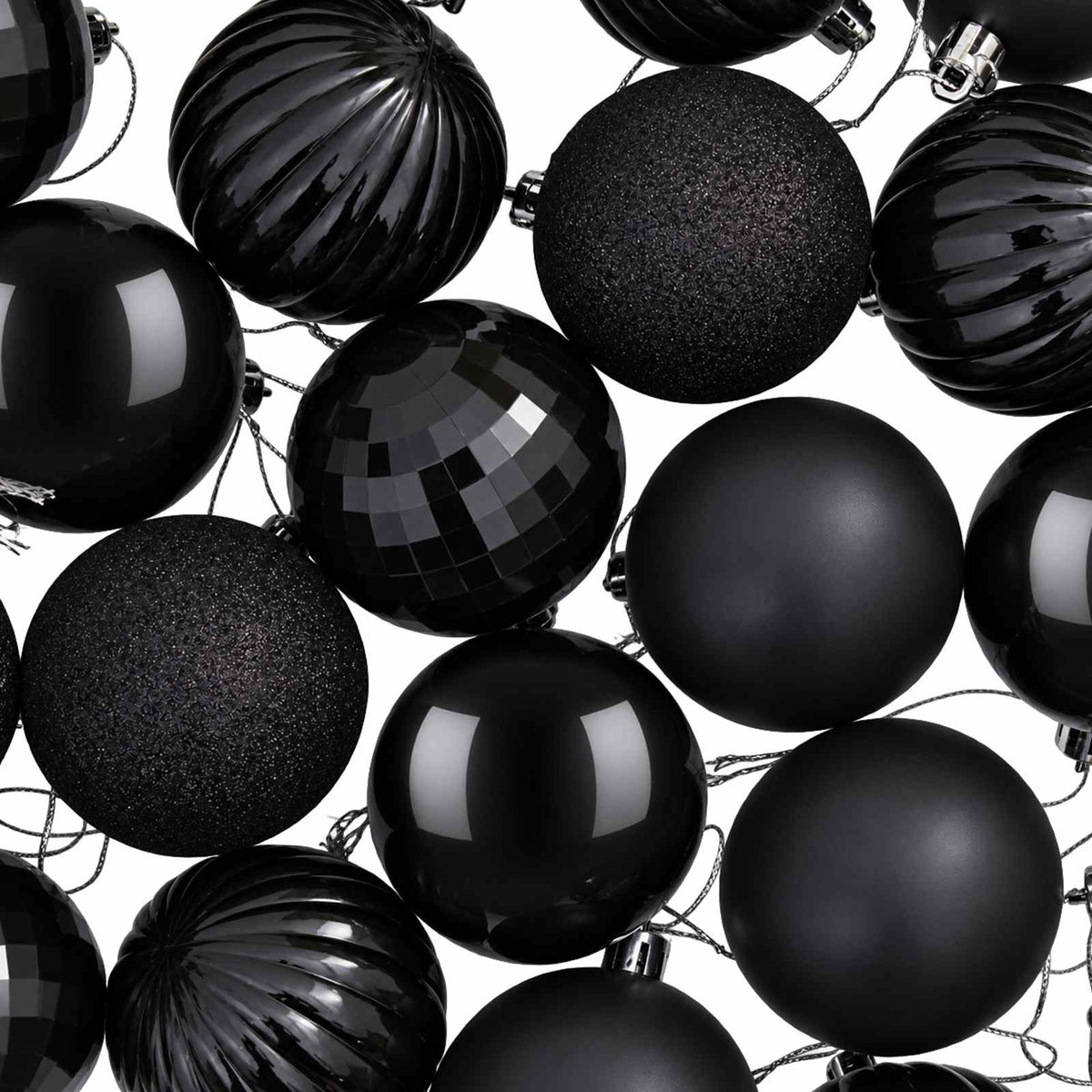 Christmas Ball Set 75 pcs Black 6 cm Polystyrene