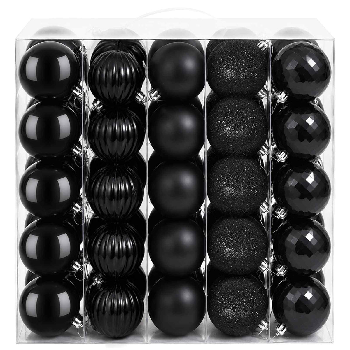 Christmas Ball Set 75 pcs Black 6 cm Polystyrene