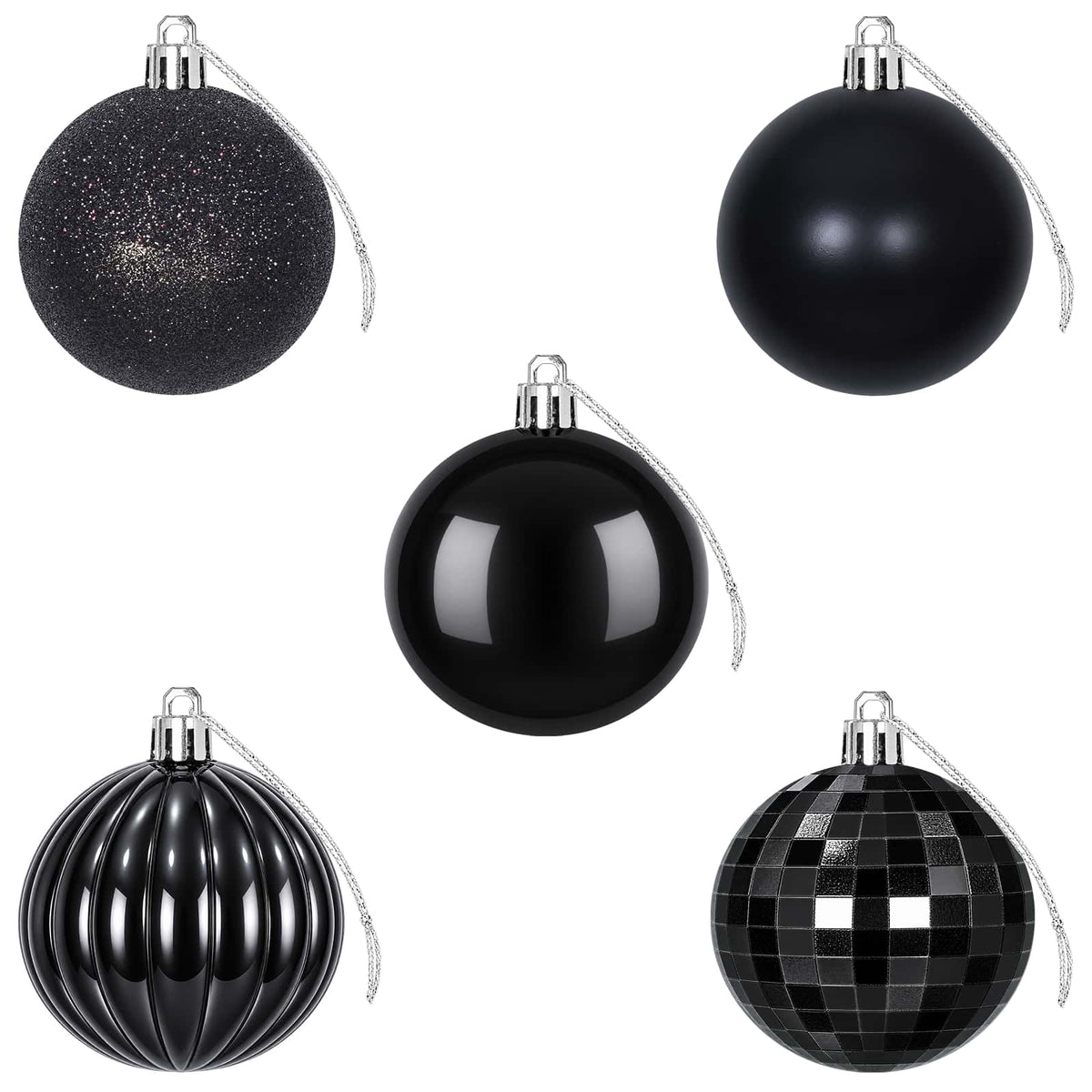 Christmas Ball Set 75 pcs Black 6 cm Polystyrene