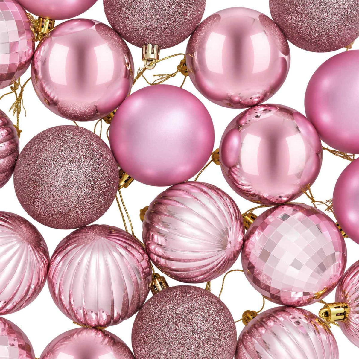 Christmas Ball Set 75 pcs Pink 6 cm Polystyrene