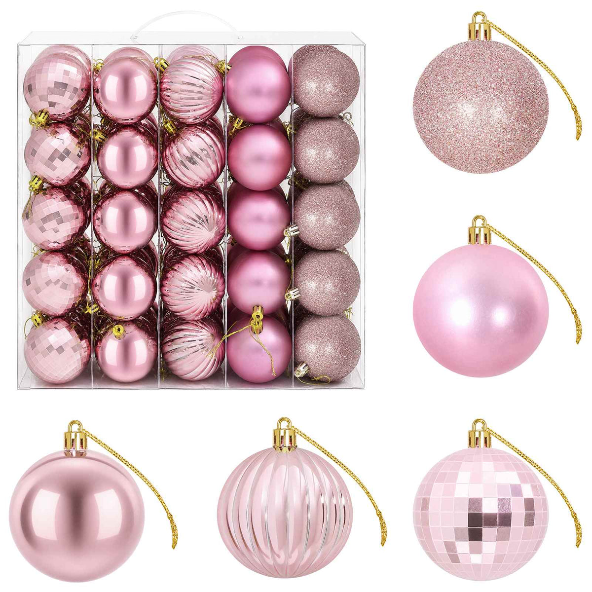 Christmas Ball Set 75 pcs Pink 6 cm Polystyrene