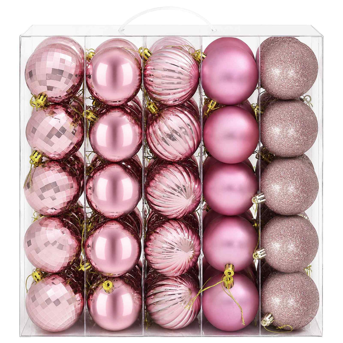 Christmas Ball Set 75 pcs Pink 6 cm Polystyrene