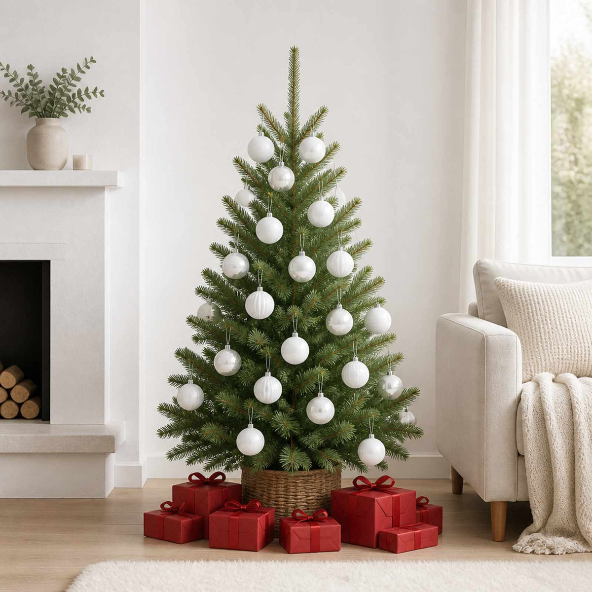 Christmas Ball Set 75 pcs White 6 cm Polystyrene