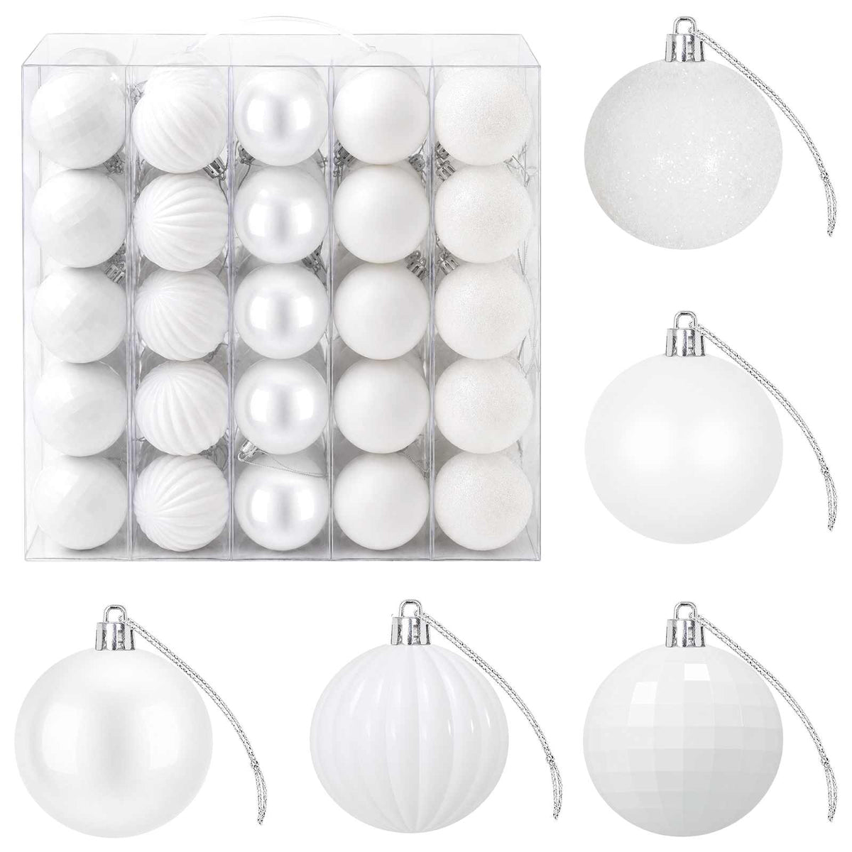 Christmas Ball Set 75 pcs White 6 cm Polystyrene