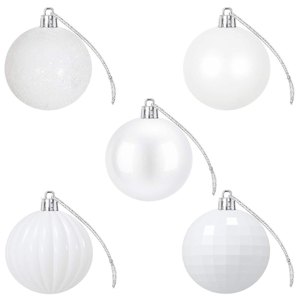 Christmas Ball Set 75 pcs White 6 cm Polystyrene