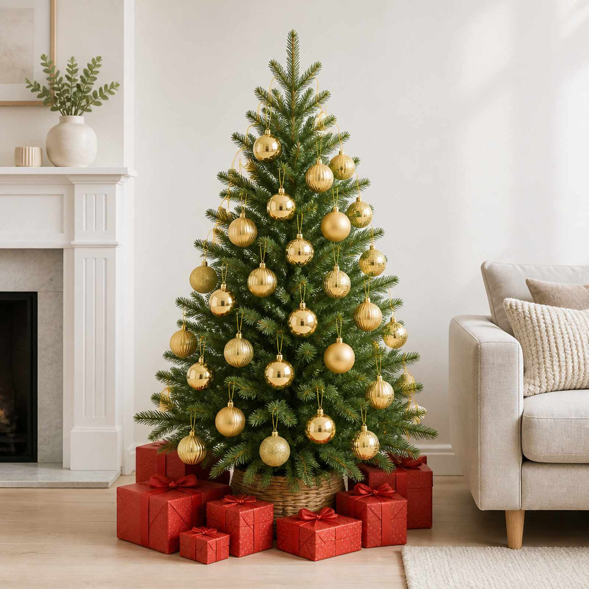 Christmas Ball Set 75 pcs Gold 6 cm Polystyrene