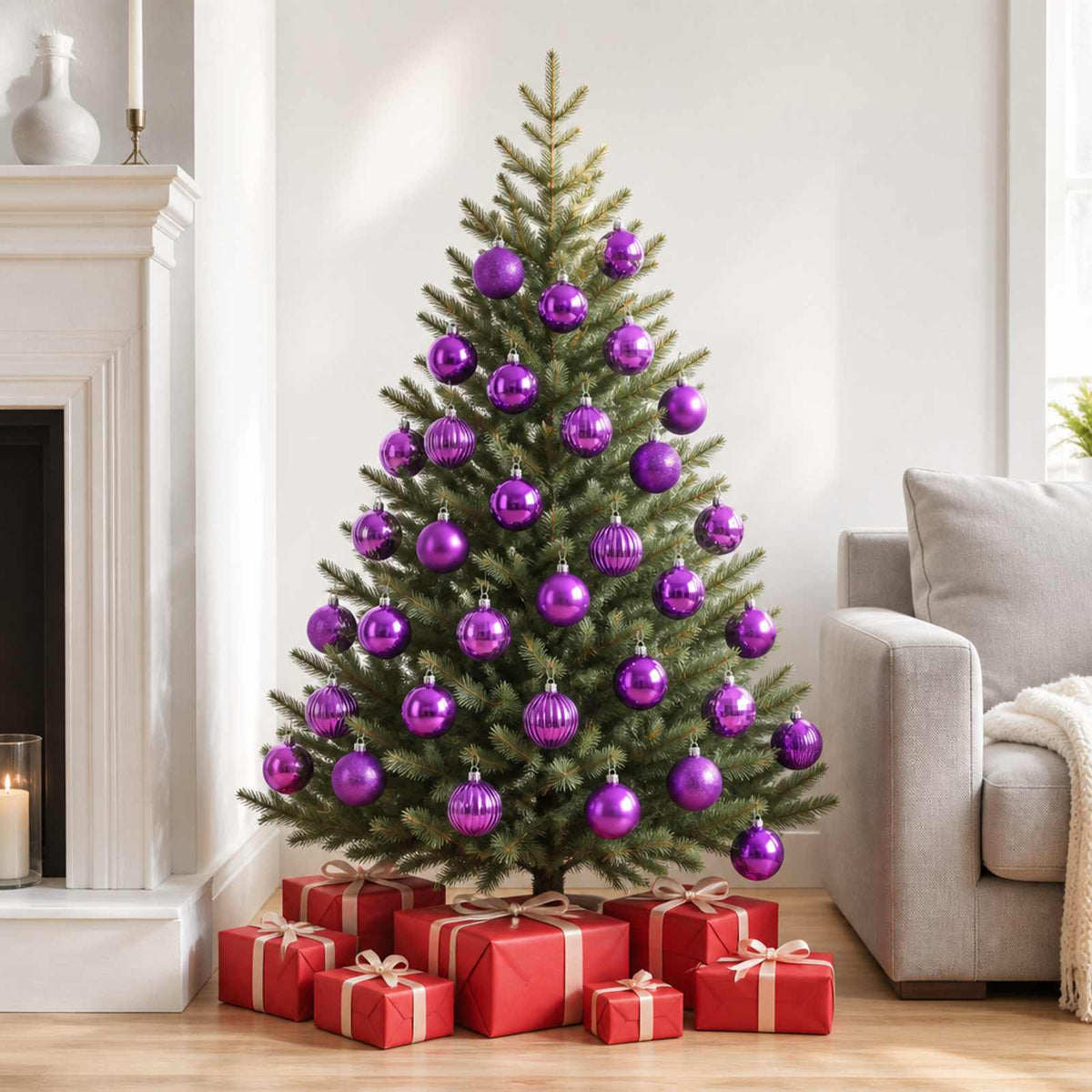 Christmas Ball Set 75 pcs Lilac 6 cm Polystyrene