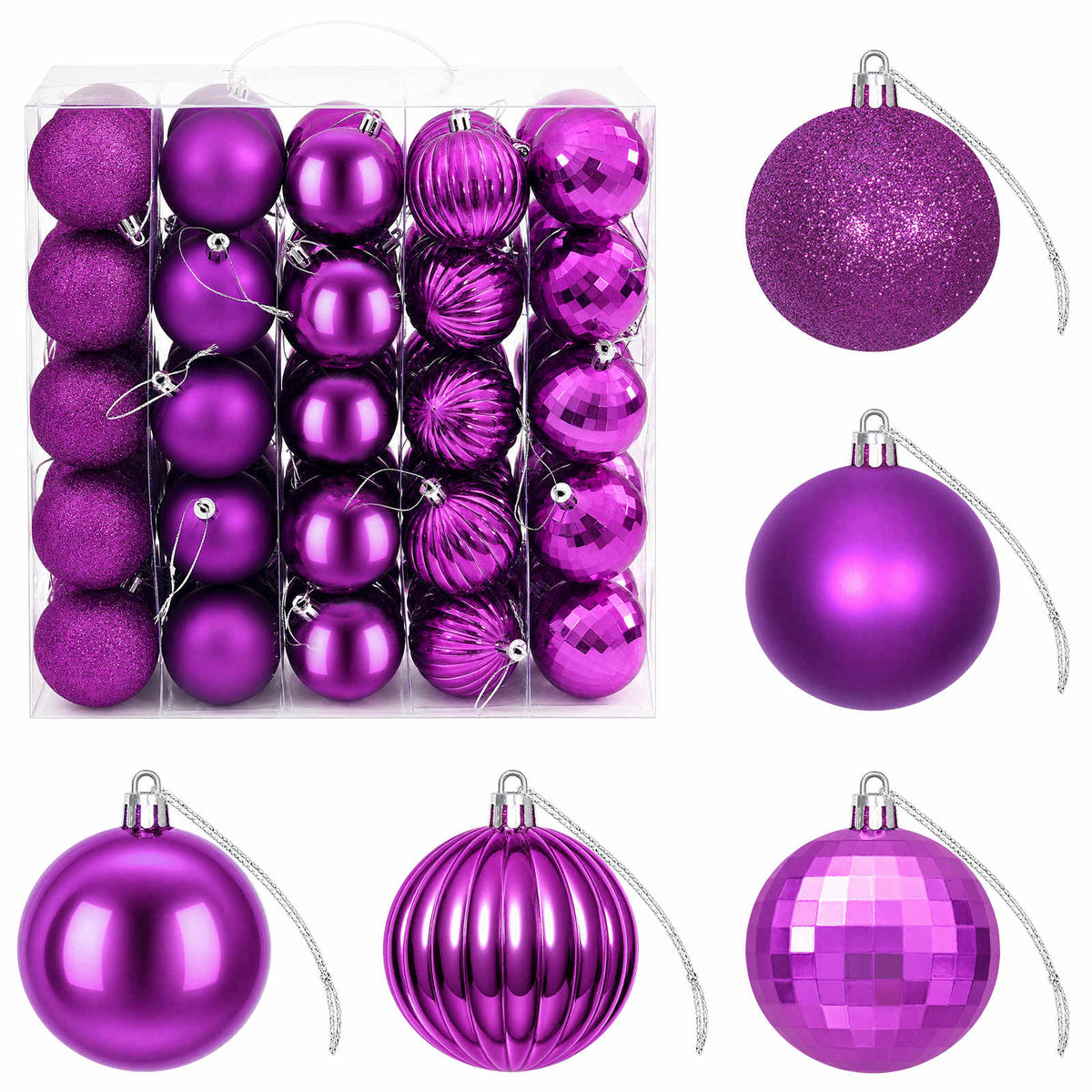 Christmas Ball Set 75 pcs Lilac 6 cm Polystyrene