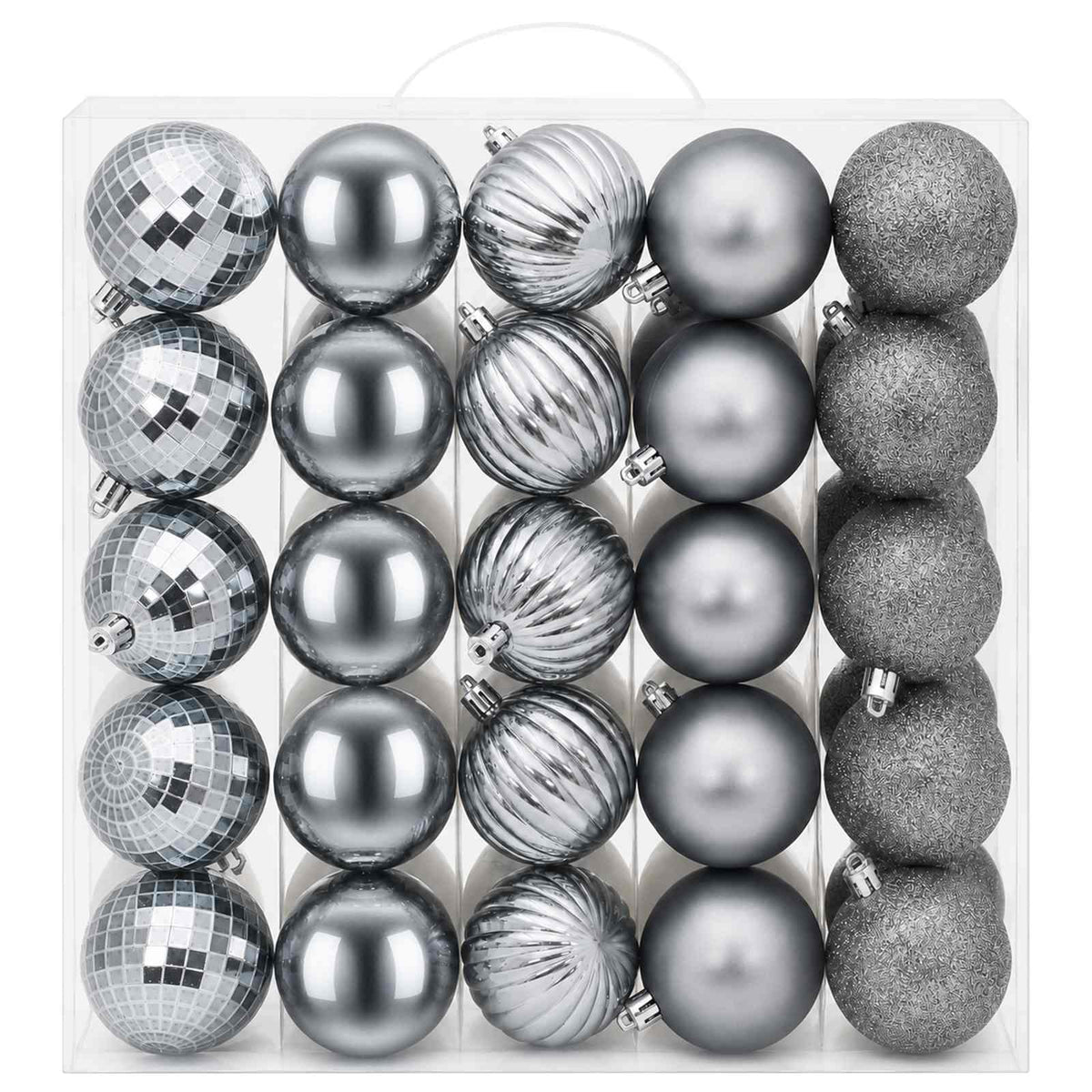 Christmas Ball Set 75 pcs White and Grey 6 cm Polystyrene