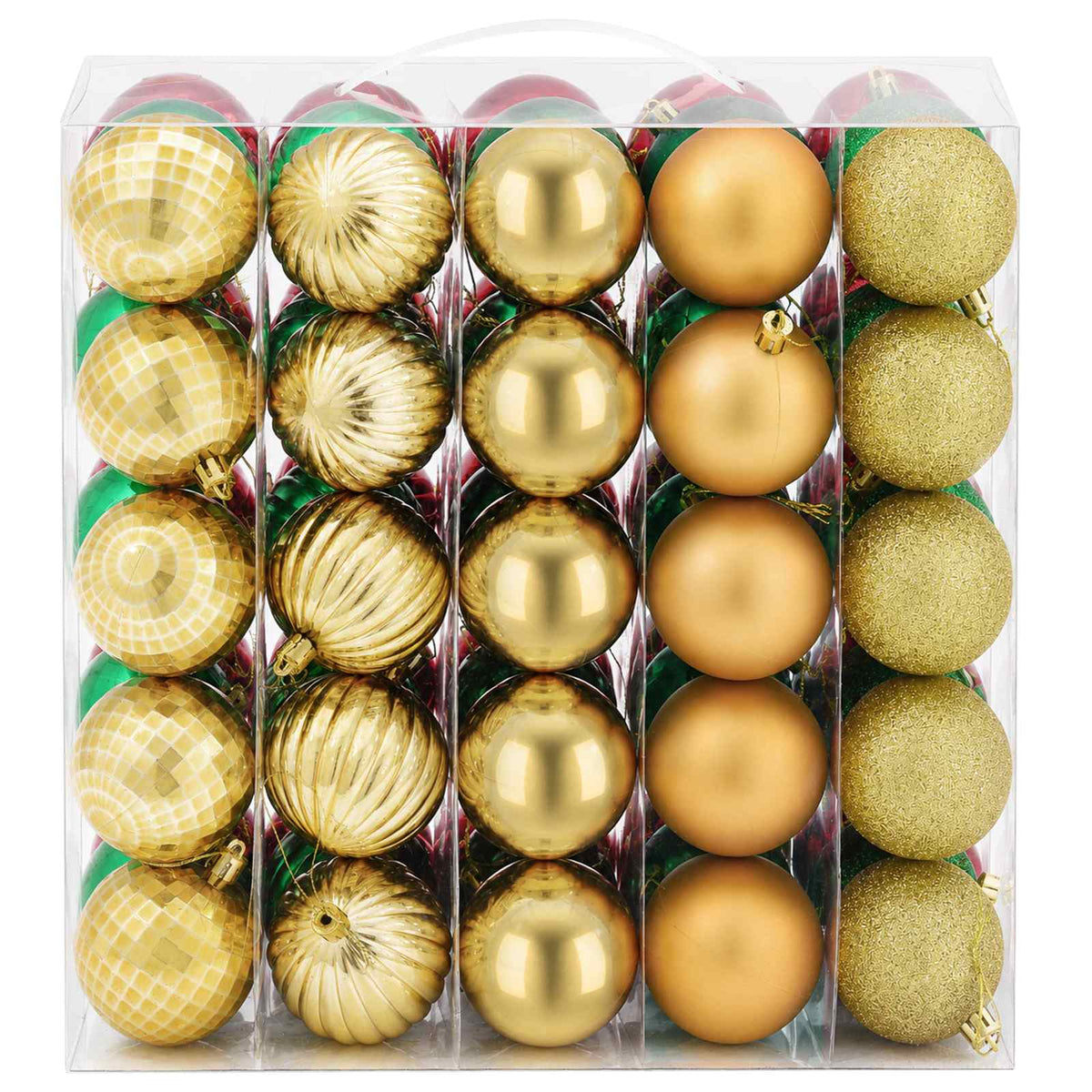 Christmas Ball Set 75 pcs Red, Gold and Green 6 cm Polystyrene