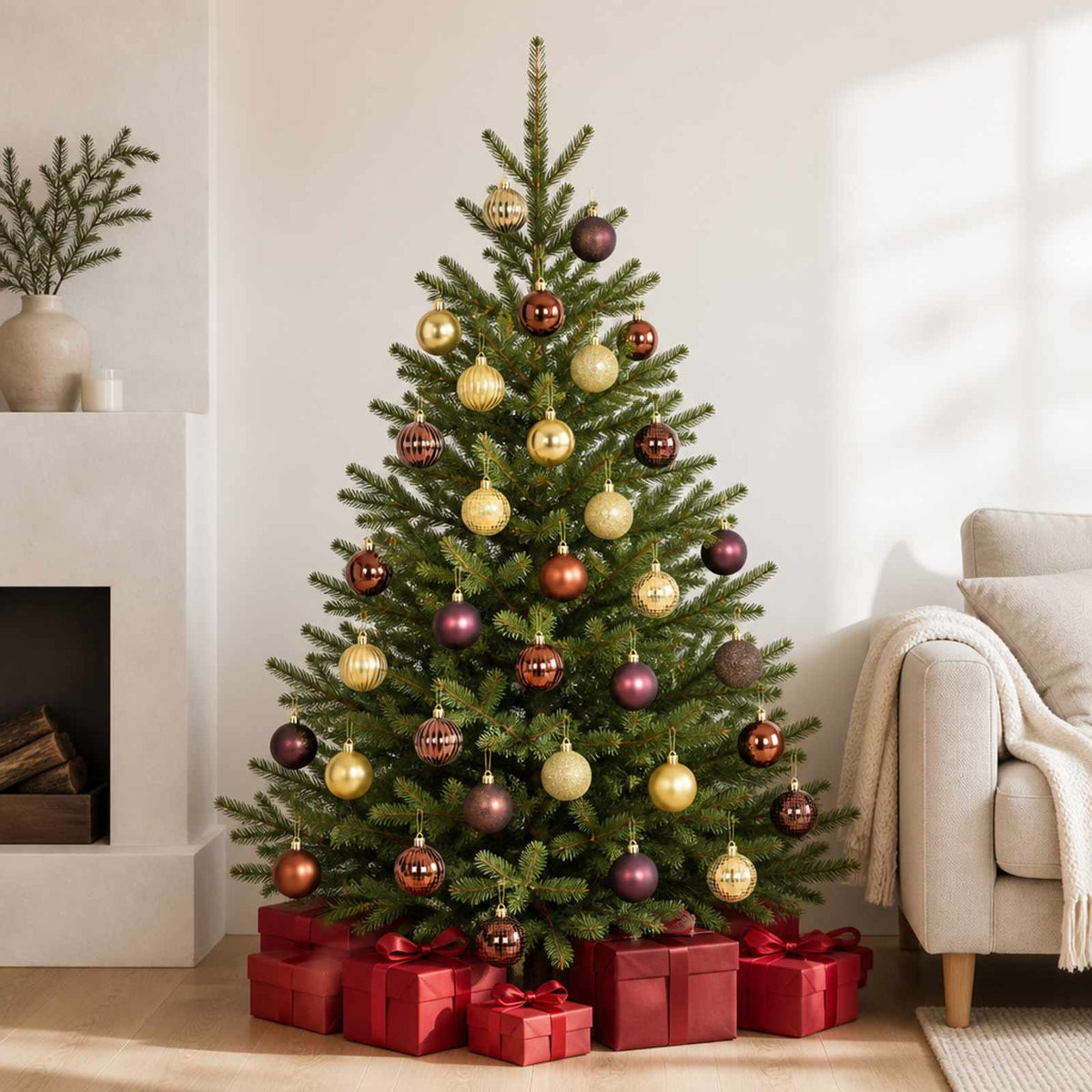 Christmas Ball Set 75 pcs Brown and Gold 6 cm Polystyrene