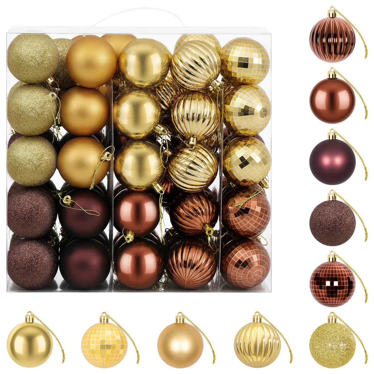Christmas Ball Set 75 pcs Brown and Gold 6 cm Polystyrene