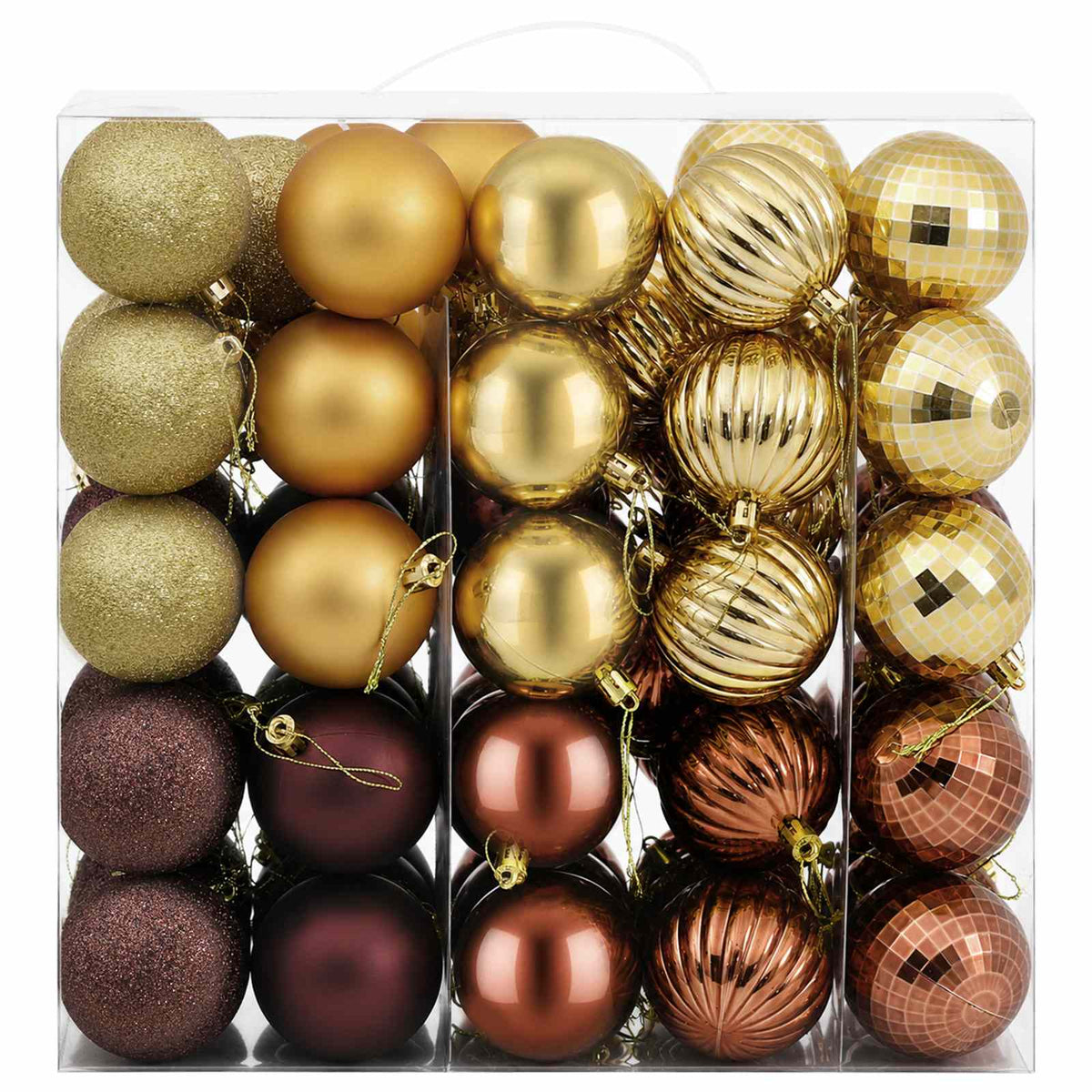 Christmas Ball Set 75 pcs Brown and Gold 6 cm Polystyrene