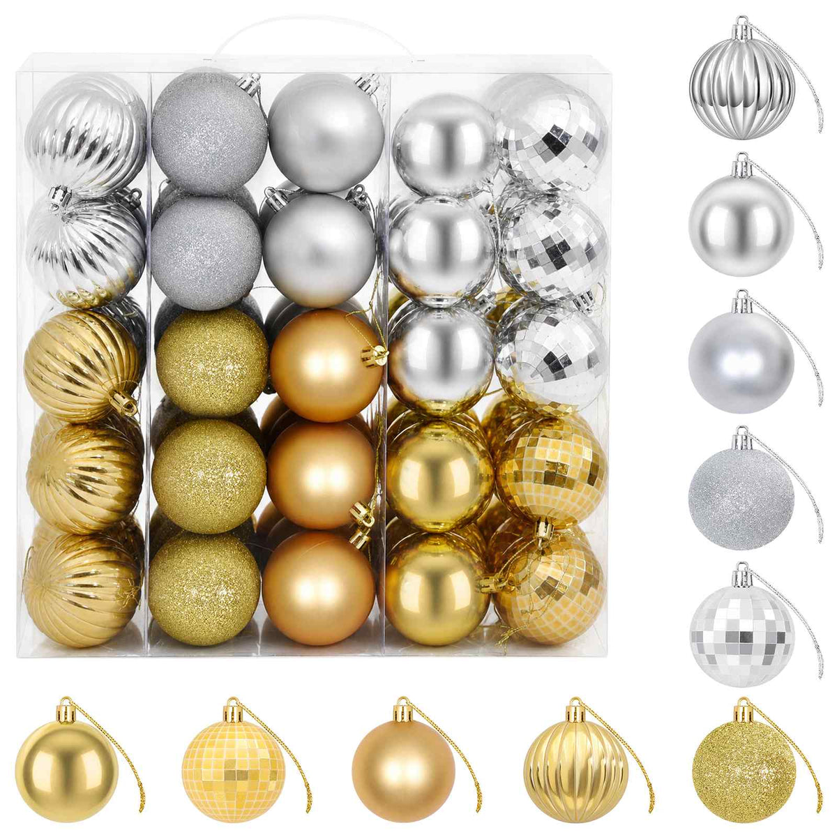 Christmas Ball Set 75 pcs Silver and Gold 6 cm Polystyrene