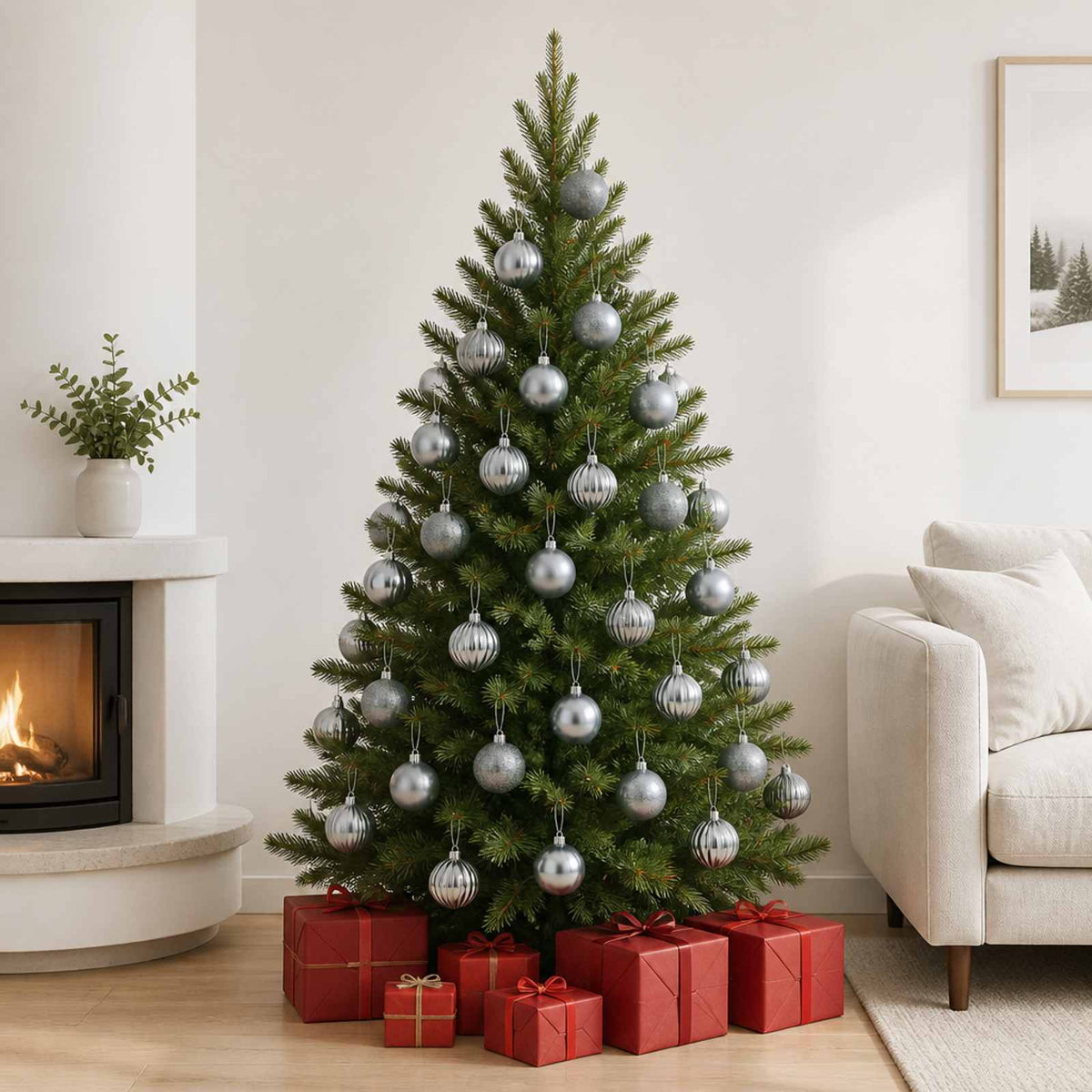 Christmas Ball Set 75 pcs Grey 6 cm Polystyrene