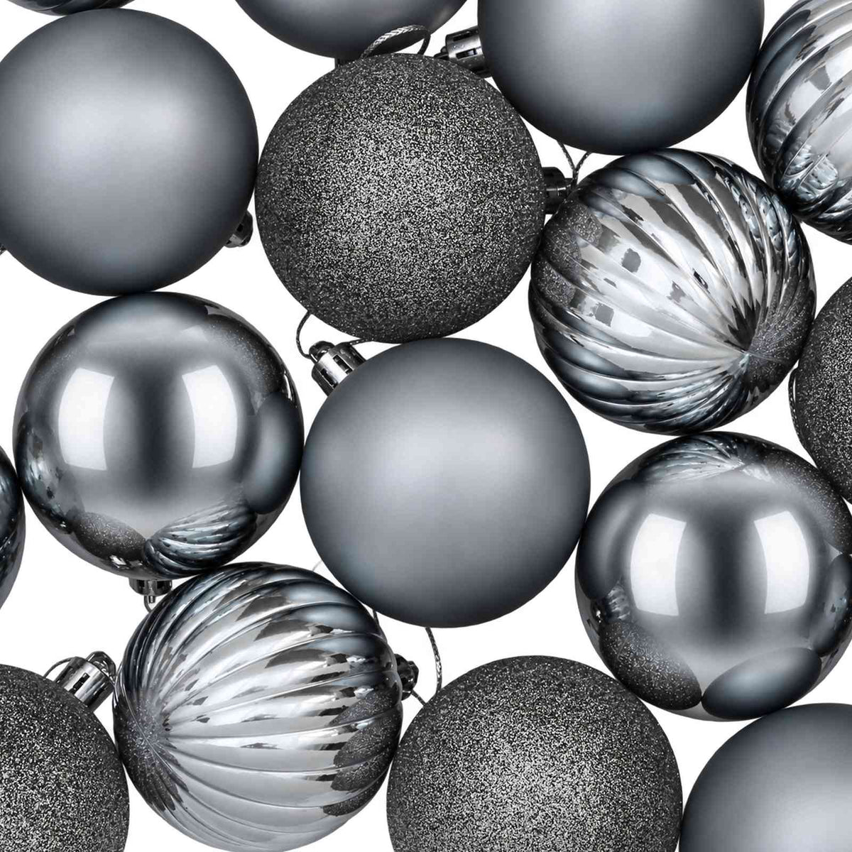 Christmas Ball Set 75 pcs Grey 6 cm Polystyrene