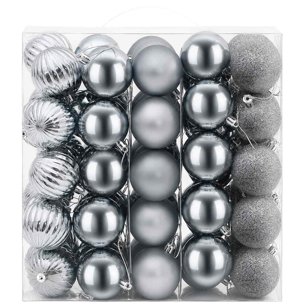 Christmas Ball Set 75 pcs Grey 6 cm Polystyrene