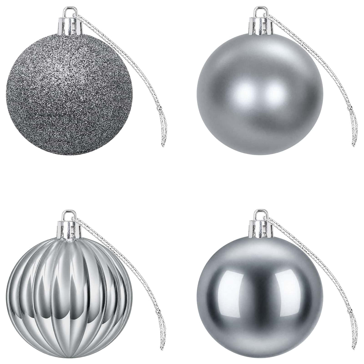 Christmas Ball Set 75 pcs Grey 6 cm Polystyrene