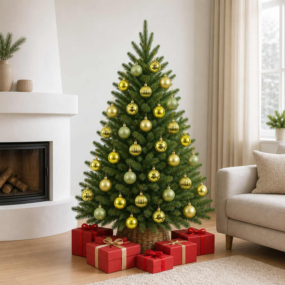 Christmas Ball Set 75 pcs Light Green 6 cm Polystyrene