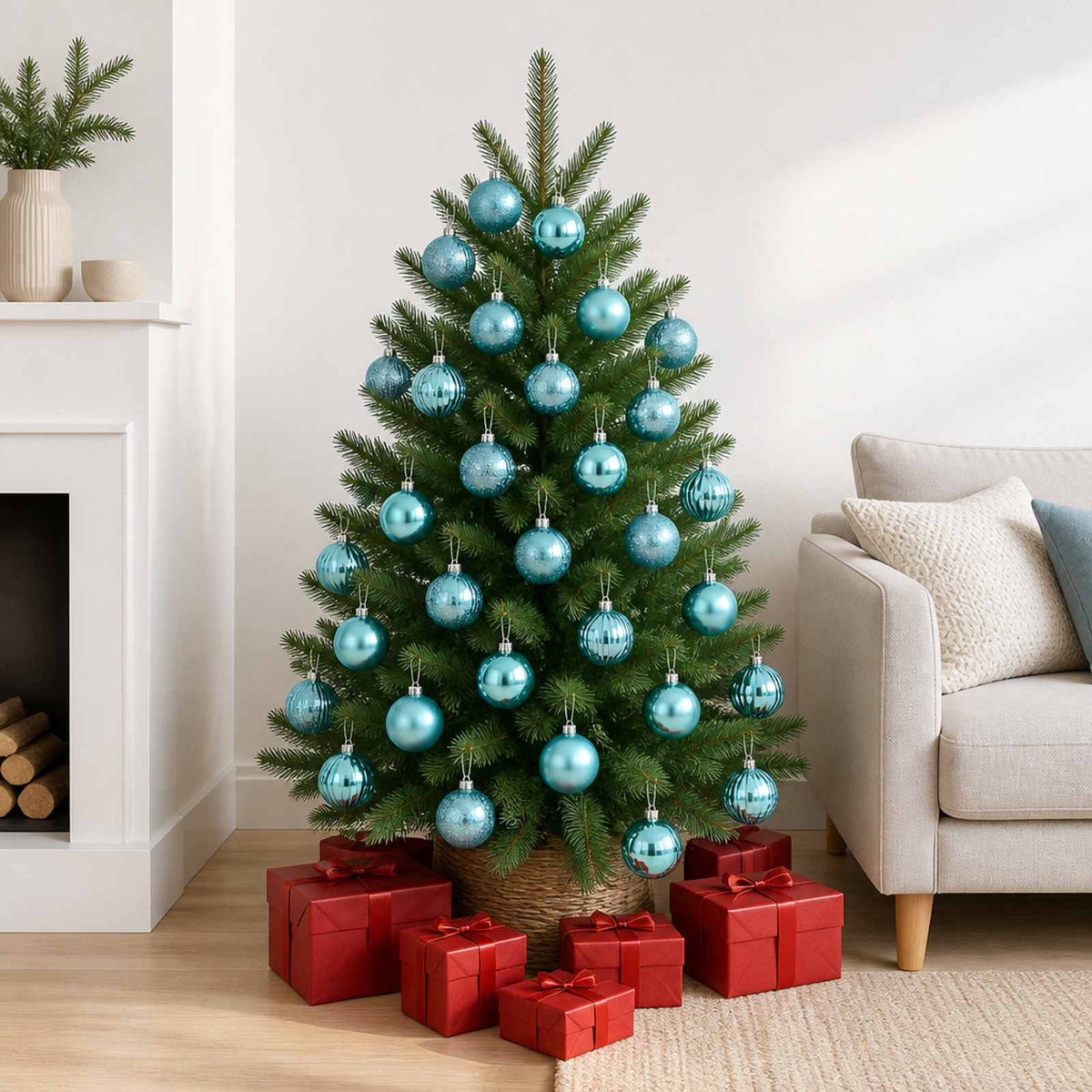 Christmas Ball Set 75 pcs Turquoise 6 cm Polystyrene
