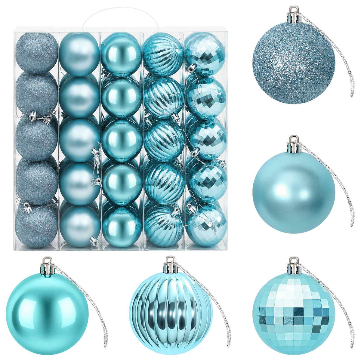 Christmas Ball Set 75 pcs Turquoise 6 cm Polystyrene