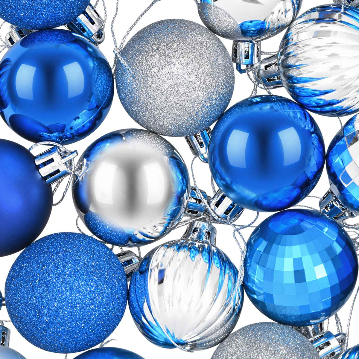 Christmas Ball Set 75 pcs Blue and Silver 6 cm Polystyrene
