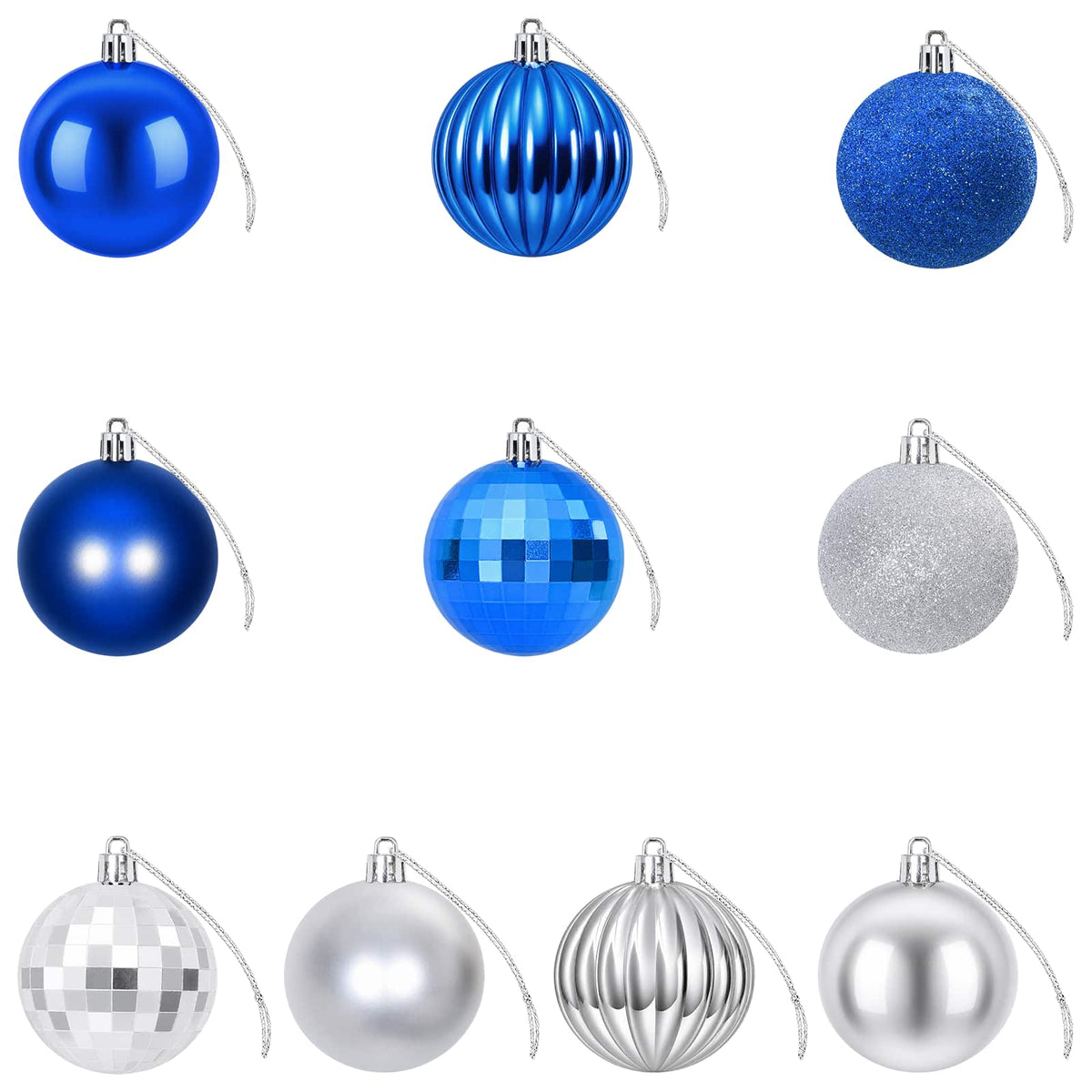 Christmas Ball Set 75 pcs Blue and Silver 6 cm Polystyrene