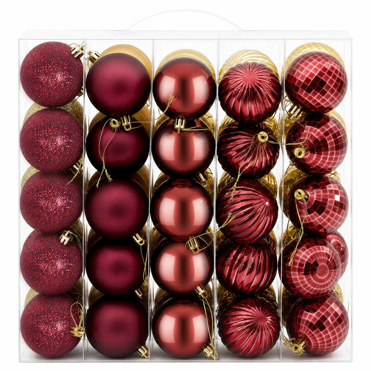 Christmas Ball Set 75 pcs Gold and Wine Red 6 cm Polystyrene