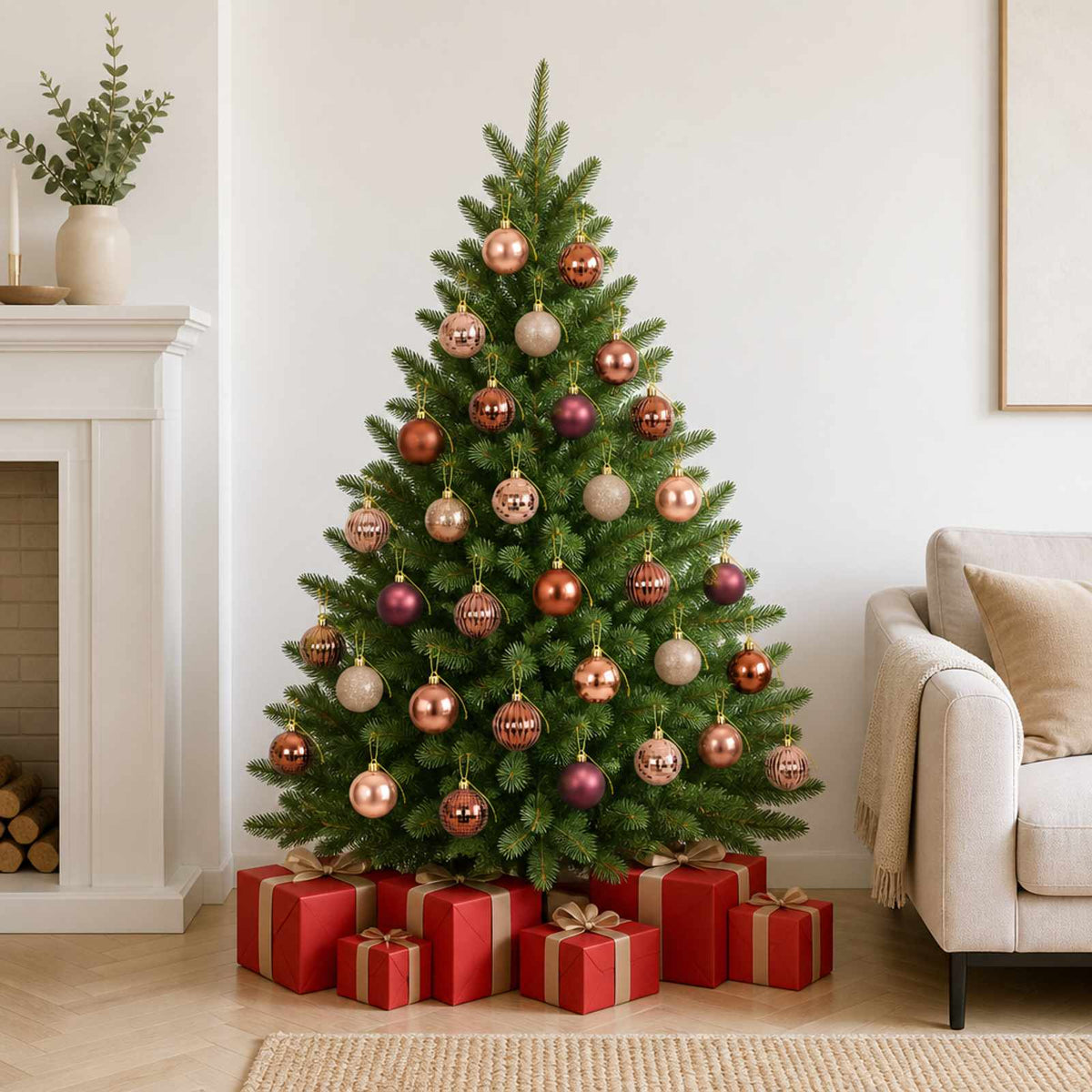 Christmas Ball Set 75 pcs Champagne and Brown 6 cm Polystyrene