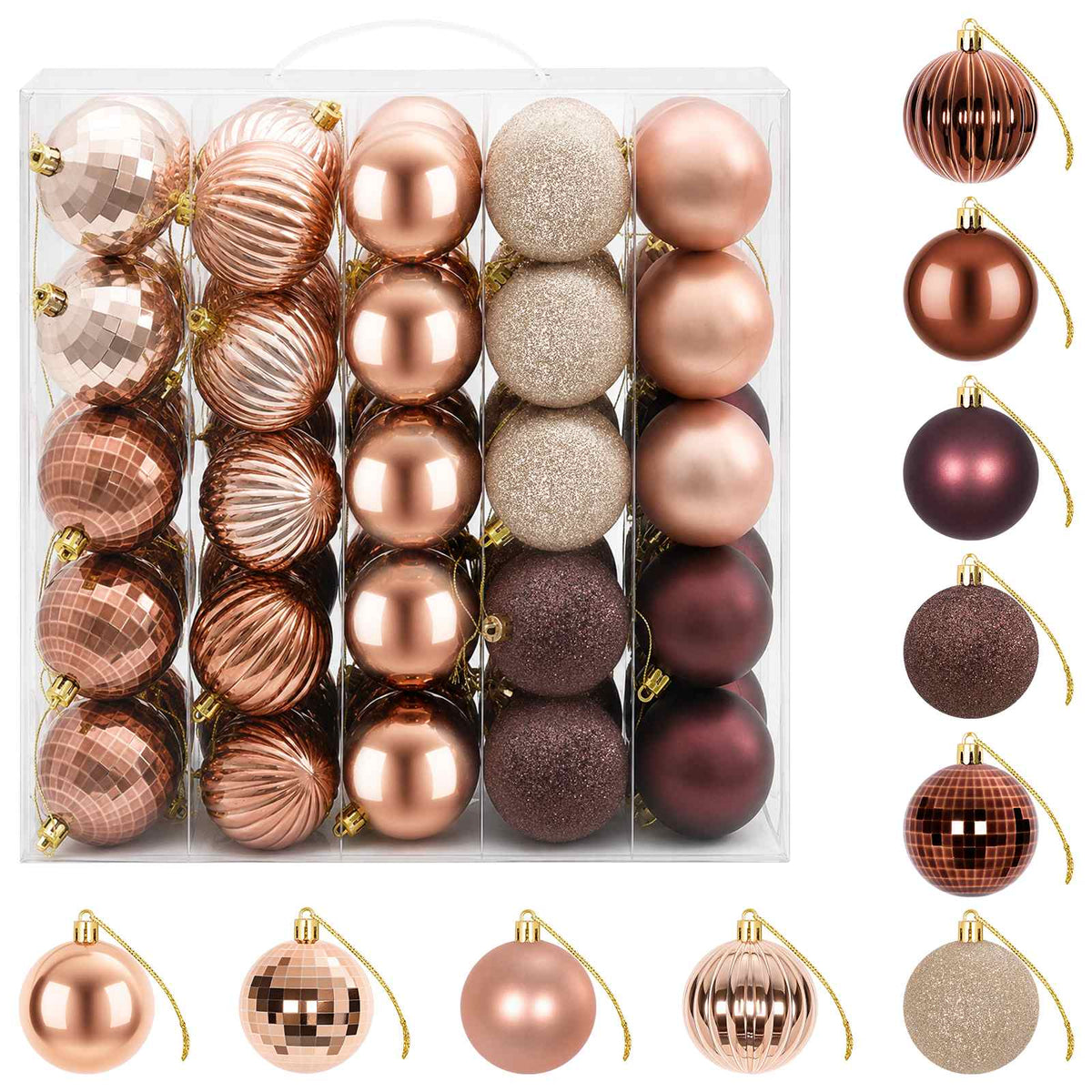 Christmas Ball Set 75 pcs Champagne and Brown 6 cm Polystyrene