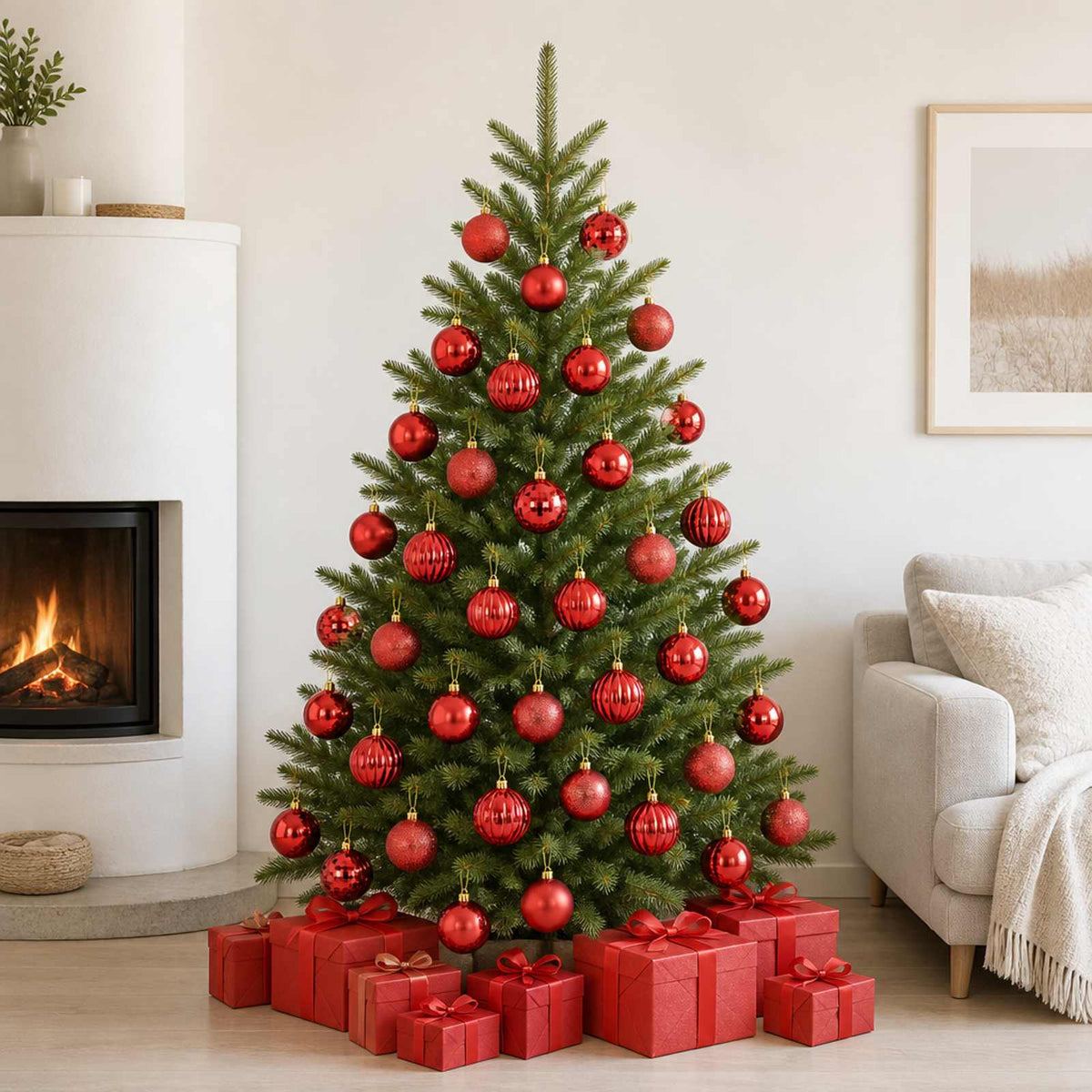 Christmas Ball Set 50 pcs Red 8 cm Polystyrene