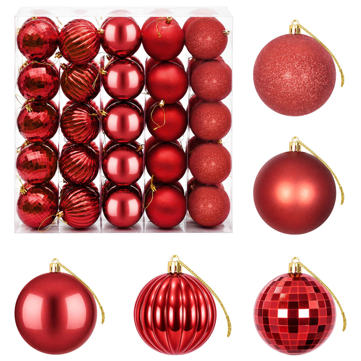 Christmas Ball Set 50 pcs Red 8 cm Polystyrene