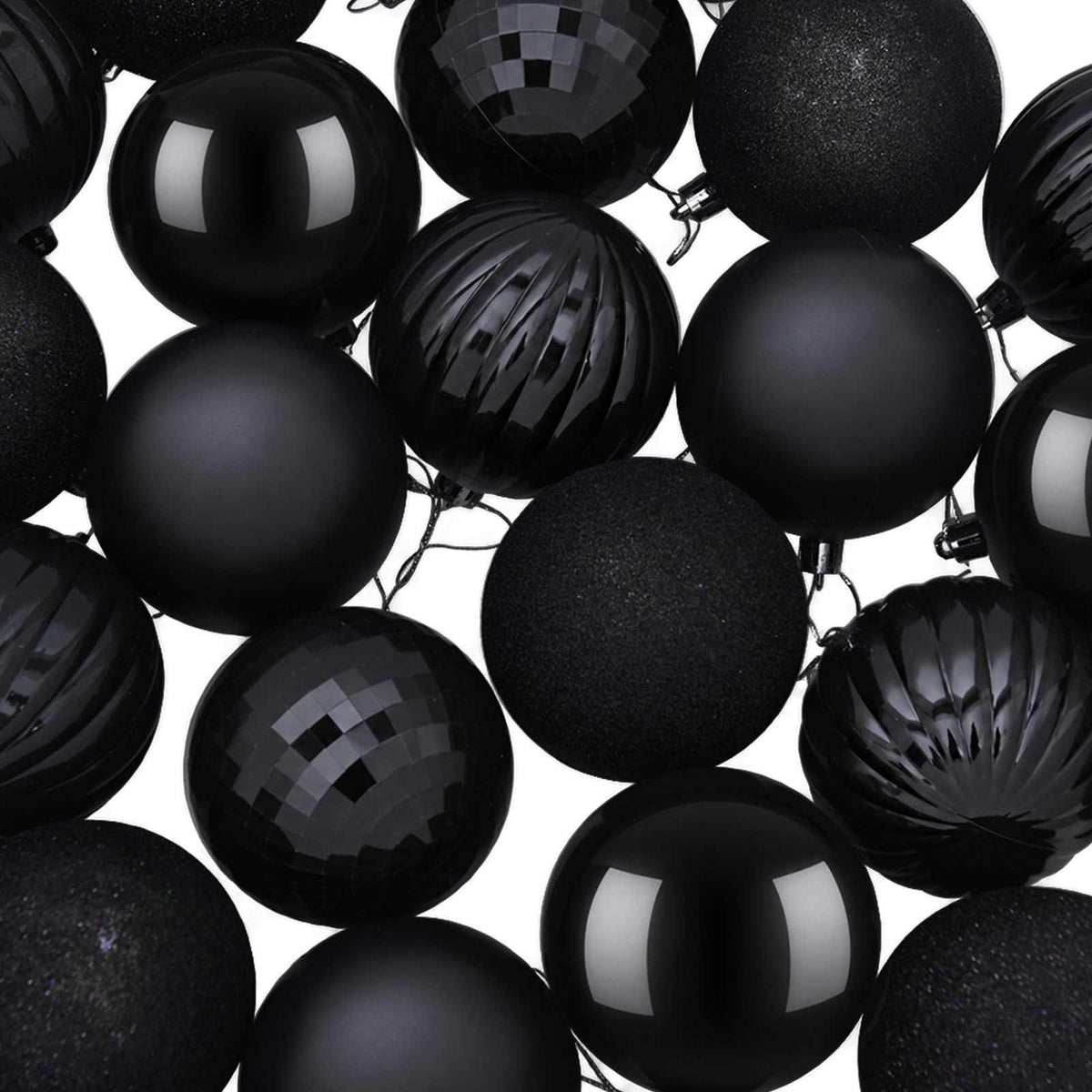 Christmas Ball Set 50 pcs Black 8 cm Polystyrene