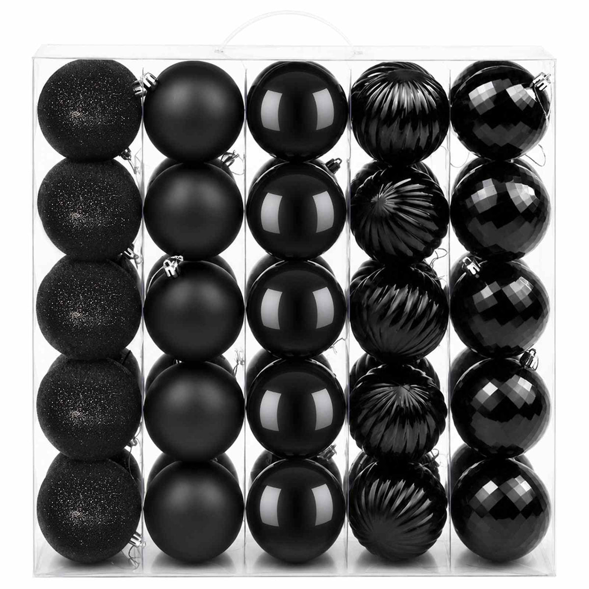 Christmas Ball Set 50 pcs Black 8 cm Polystyrene