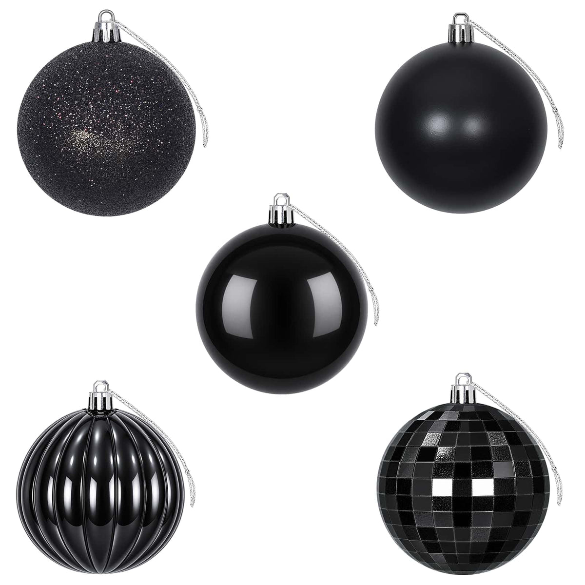 Christmas Ball Set 50 pcs Black 8 cm Polystyrene