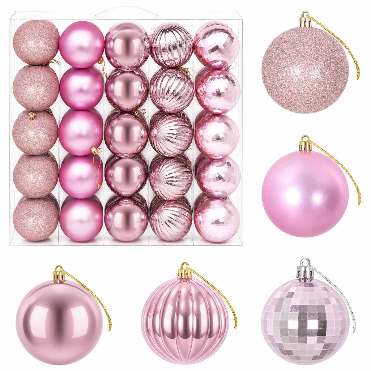 Christmas Ball Set 50 pcs Pink 8 cm Polystyrene