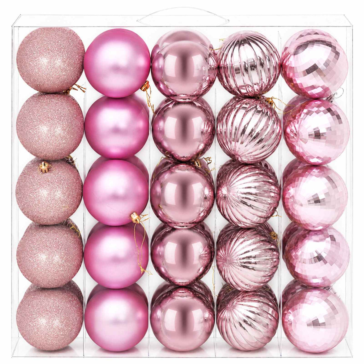 Christmas Ball Set 50 pcs Pink 8 cm Polystyrene