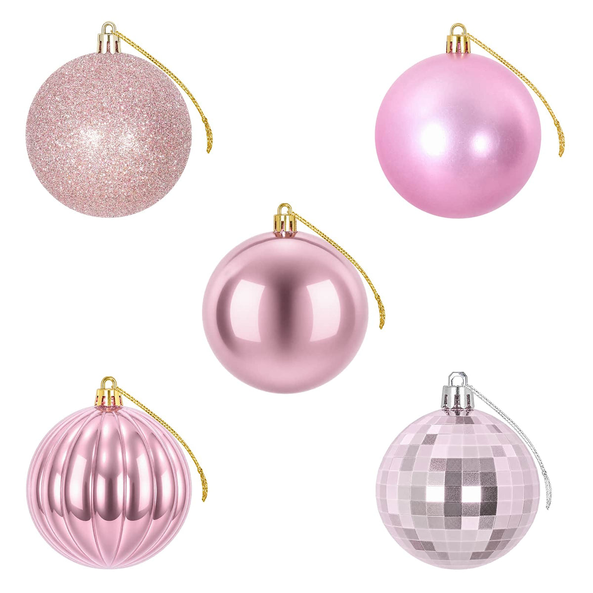 Christmas Ball Set 50 pcs Pink 8 cm Polystyrene