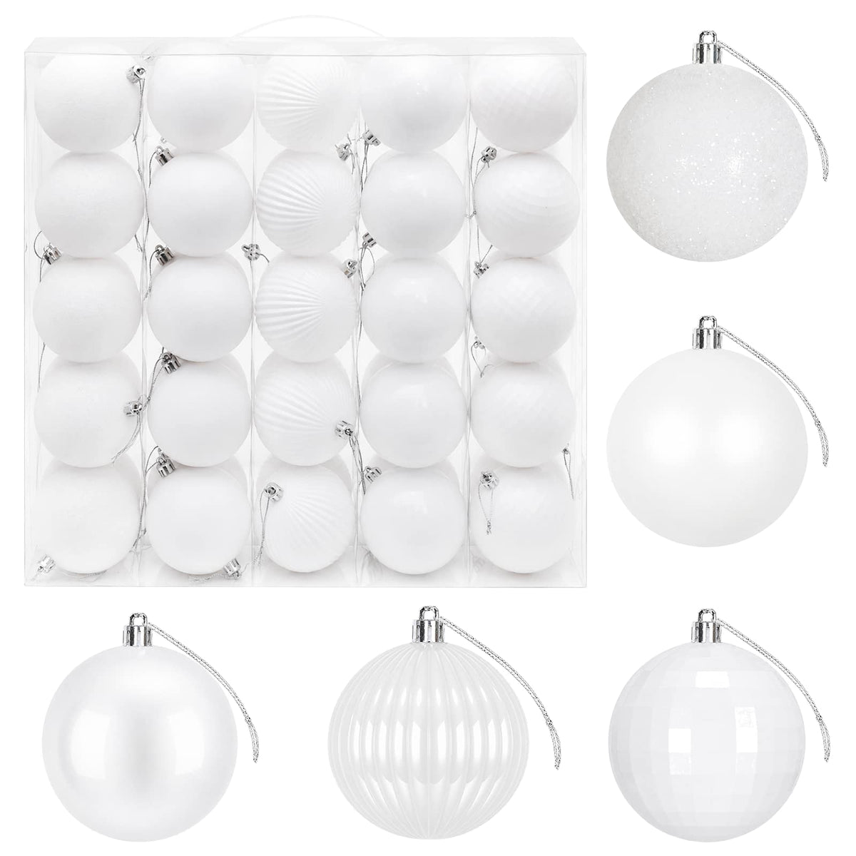 Christmas Ball Set 50 pcs White 8 cm Polystyrene