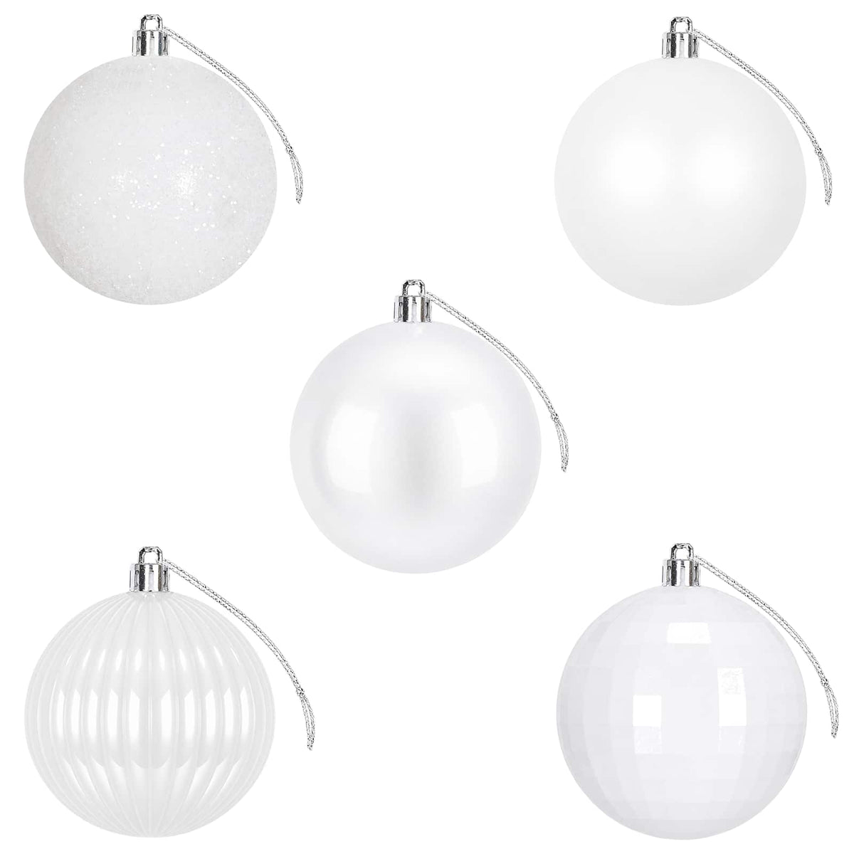 Christmas Ball Set 50 pcs White 8 cm Polystyrene