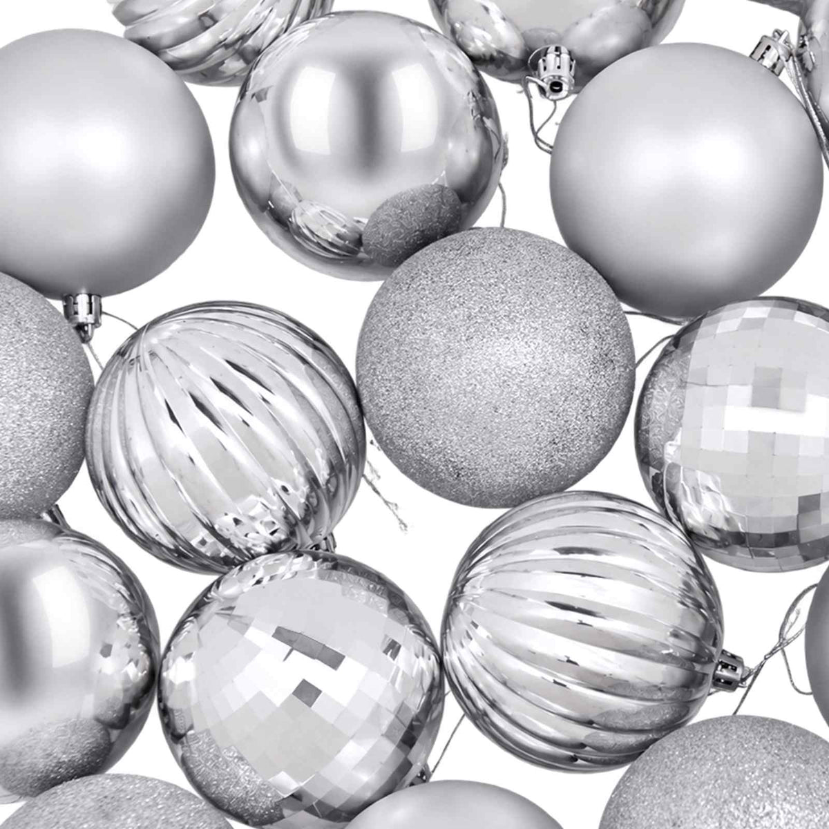 Christmas Ball Set 50 pcs Silver Dia. 8 cm Polystyrene