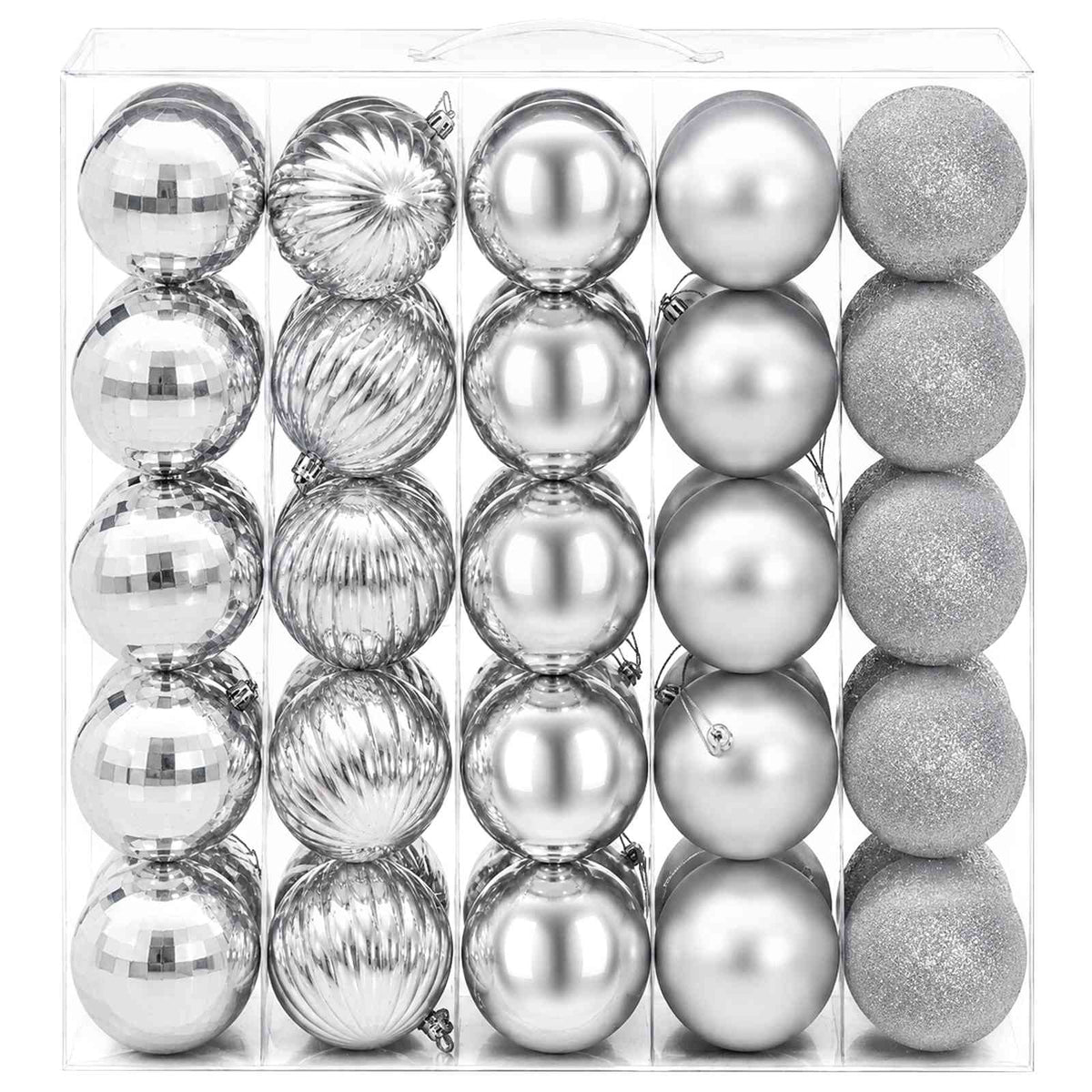 Christmas Ball Set 50 pcs Silver Dia. 8 cm Polystyrene
