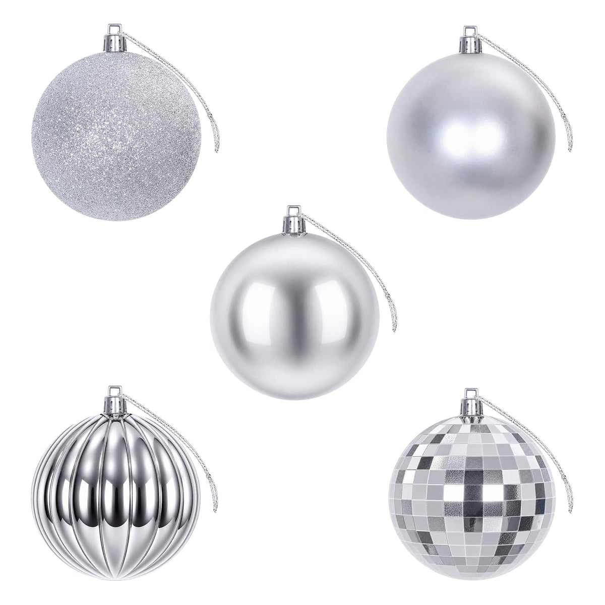 Christmas Ball Set 50 pcs Silver Dia. 8 cm Polystyrene