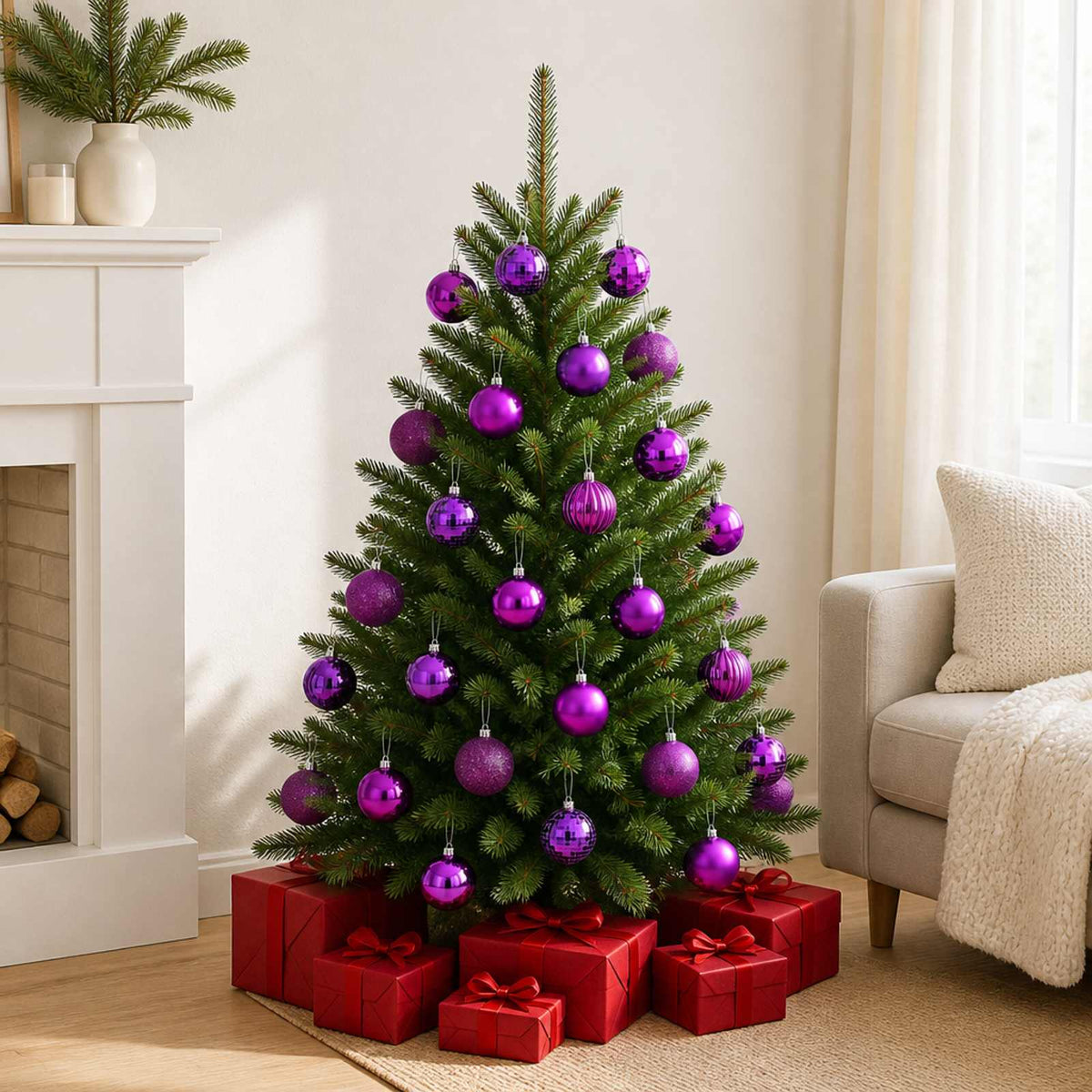 Christmas Ball Set 50 pcs Lilac 8 cm Polystyrene