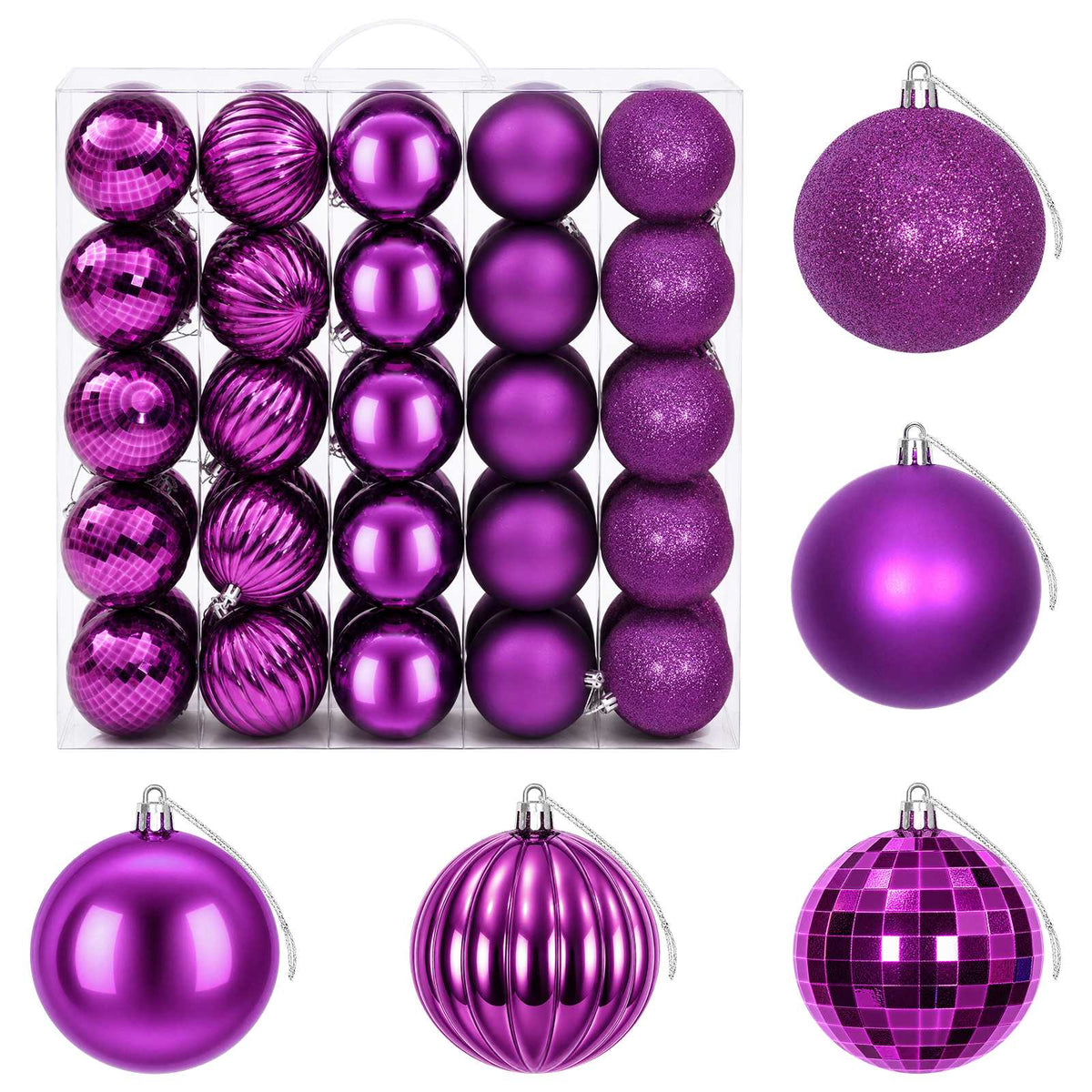 Christmas Ball Set 50 pcs Lilac 8 cm Polystyrene